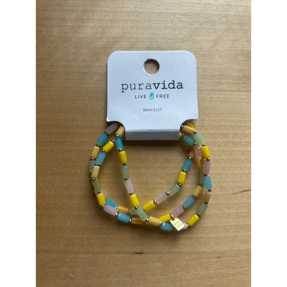 Pura Vida Neon Lights Stretch Bracelet 3 Pack NEW - Picture 2 of 4